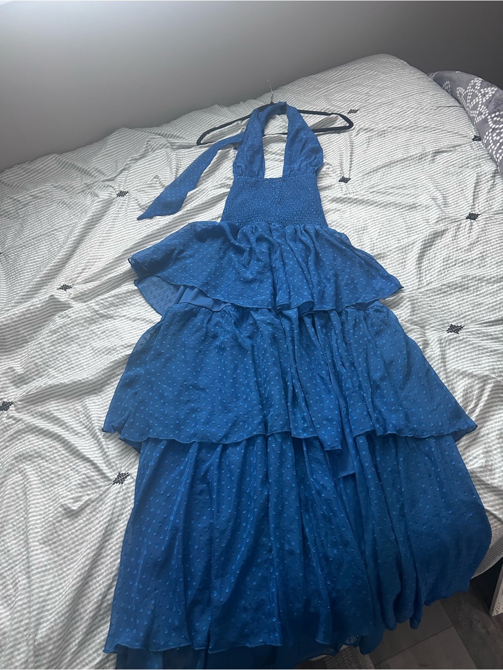 Lucy in the Sky Royal Blue One-Shoulder Tiered Maxi Dress - Picture 3 of 3